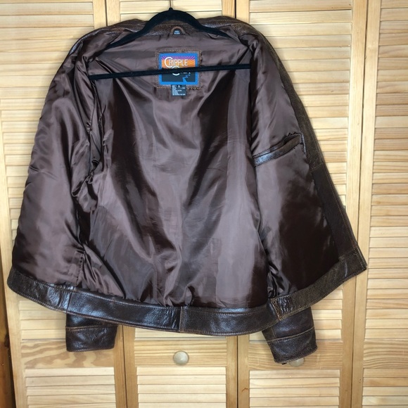 Cripple Creek S Brown Leather Jacket Bomber & Varsity
